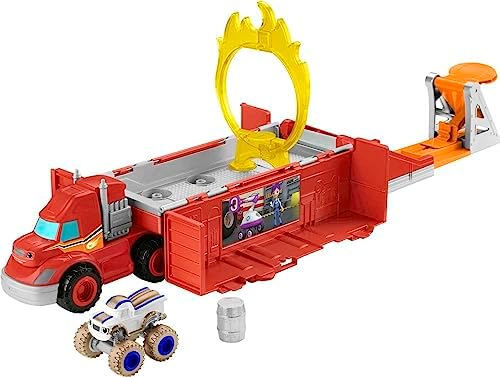 Fisher-Price Blaze and The Monster Machines Toy Car Race Track Launch & Stunts Hauler Transforming Playset for Kids Ages 3+ Years Fisher-Price