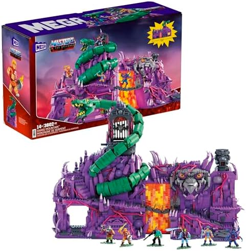 Mega Masters of The Universe Building Toys Set, Snake Mountain with 3802 Pieces, 24 Inches Wide, 6 Micro Action Figures, Adult Collectible Mega