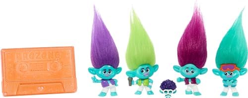 Mattel DreamWorks Trolls Band Together BroZone On Tour Set with 5 Small Dolls & Tape Cassette Stand, Collectible Toy Inspired by the Movie Mattel