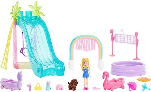 Polly Pocket Outdoor Toy with 3-inch Doll, Toy Cars & Playground Accessories, Sunshine Splash Park Playset Polly Pocket