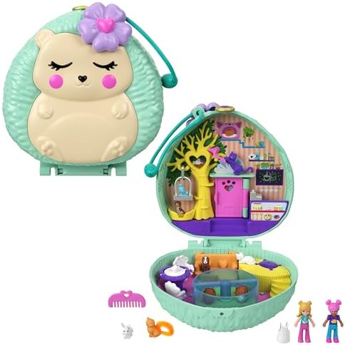 Polly Pocket Compact Playset, Backyard Butterfly with 2 Micro Dolls & Accessories, Travel Toys with Surprise Reveals Polly Pocket