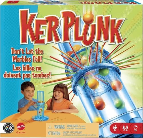 Mattel Games KerPlunk Kids Game, Family Game for Kids & Adults with Simple Rules, Don't Let the Marbles Fall for 2-4 Players Mattel Games