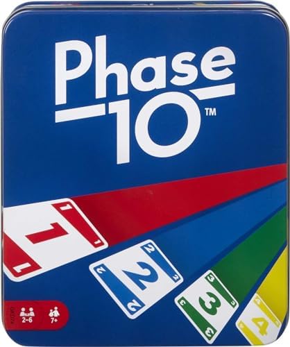 Mattel Games Phase 10 Card Game for Families, Adults & Kids, Challenging & Exciting Rummy-Style Play with Storage Tin (Amazon Exclusive) Mattel Games