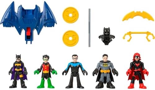 Fisher-Price Imaginext DC Super Friends Batman Toys Family Multipack Figure Set, 5 Characters & 7 Accessories for Kids Ages 3+ Years Fisher-Price