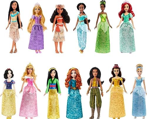 Mattel Disney Princess Toys, Fashion Doll Set with 13 Dolls in Sparkling Clothing & Accessories, Inspired by Disney Movies (Amazon Exclusive) Mattel