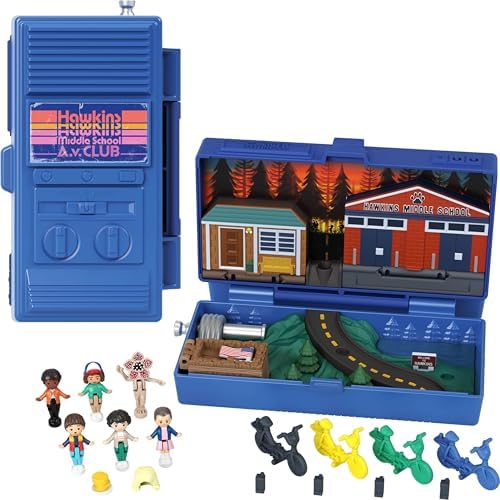 Polly Pocket Collector Playset, Stranger Things Compact with 6 Special Edition Character Dolls and 10 Accessories Polly Pocket