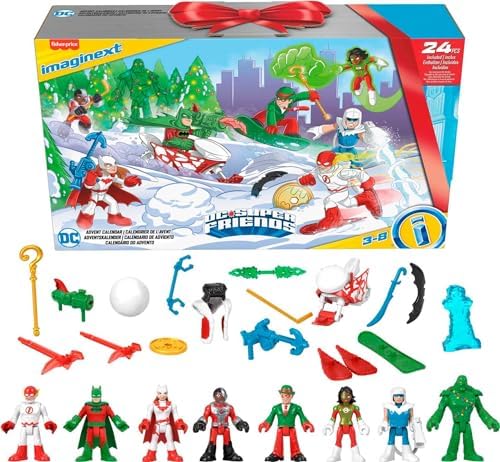 Fisher-Price Imaginext DC Super Friends Advent Calendar, Christmas Toy with 24 Figures & Accessories for Preschool Kids Ages 3+ Years Fisher-Price