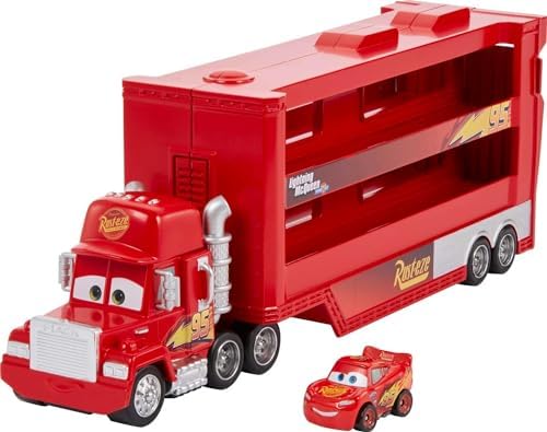 Грузовик Disney и Pixar Cars Mack с одной мини-машинкой, вмещает 18 мини-автомобилей Mattel