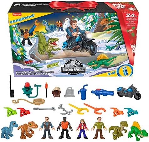 Fisher-Price Imaginext Jurassic World Advent Calendar, Christmas Gift of 25 Dinosaur Toys & Figures for Preschool Kids Ages 3+ Years Fisher-Price