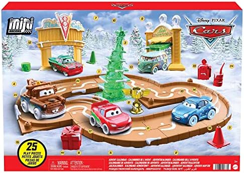 Календарь обратного отсчета Disney и Pixar с 5 машинками и 25 сюрпризами серии Mini Racers Mattel