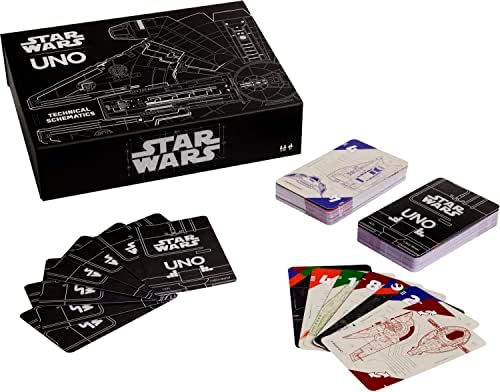 Mattel Games UNO Star Wars Technical Schematics Card Game for Kids & Adults with Blueprints of Space Stations, Ships & Droids Mattel Games