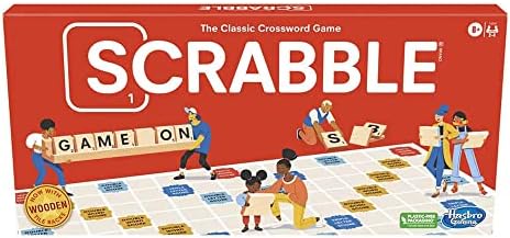 Hasbro Gaming Scrabble Board Game,Word Game for Kids Ages 8 and Up,Fun Family Game for 2-4 Players,The Classic Crossword Game Hasbro Gaming