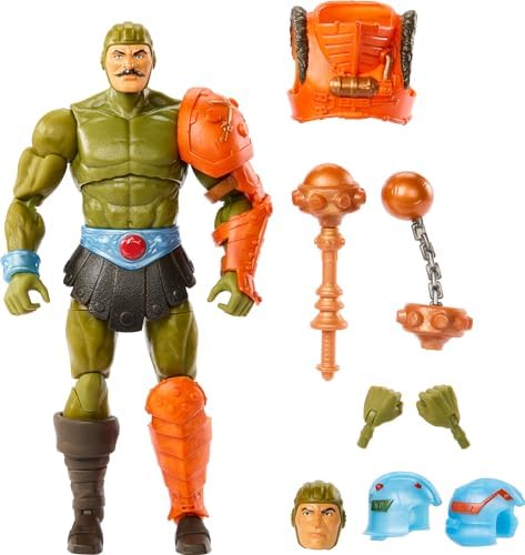 Masters of the Universe Masterverse New Eternia Man-At-Arms Action Figure, 30 Articulations, Swappable Head, Hands & Mace, MOTU Toy Masters Of the Universe