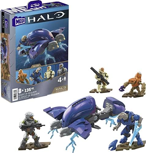 MEGA Halo Toy Building Sets, Ghost of Requiem with 135 Pieces, 4 Micro Action Figures and Accessories, for Collectors Mega