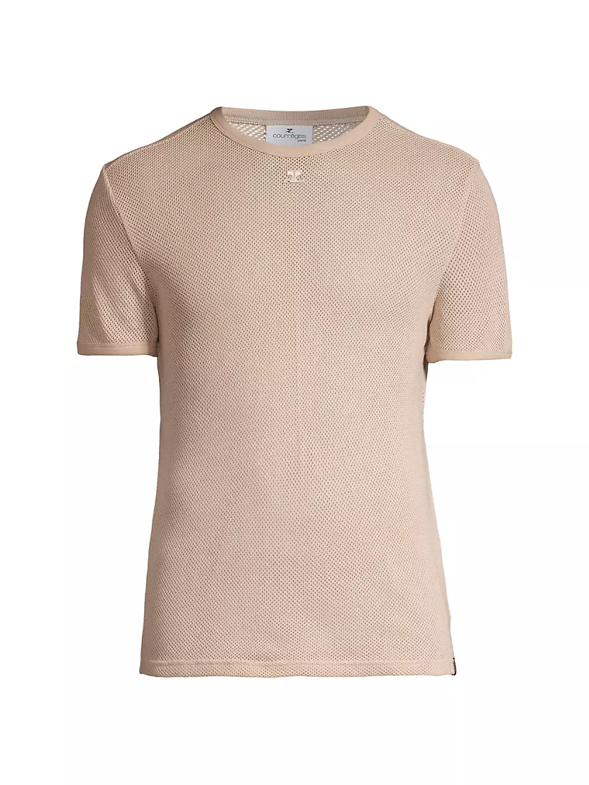 Мужская Футболка Courrèges Mesh Cotton-Blend Courreges