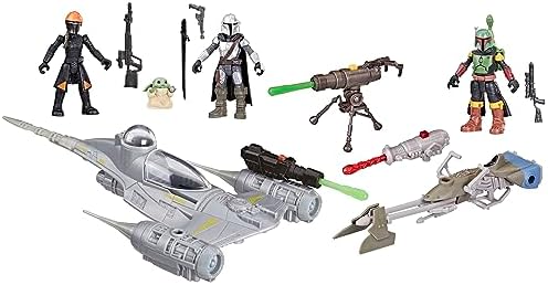 STAR WARS Mission Fleet Mando's N-1 Starfighter, 2.5-Inch Scale Mandalorian Action Figure Set, Toys for 4 Year Old Boys & Girls (Amazon Exclusive) Star Wars