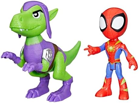 Spidey and his Amazing Friends Marvel Dino-Webs, Spidey and Goblin Raptor Action Figures Set, Super Hero Toys for Boys and Girls Ages 3 and Up Spidey and His Amazing Friends