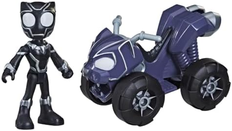 Marvel Spidey and His Amazing Friends Black Panther Action Figure and Panther Patroller Vehicle, for Kids Ages 3 and Up Spidey and His Amazing Friends