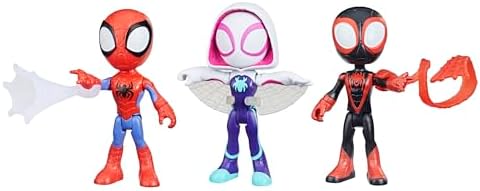 Spidey and His Amazing Friends 3-Pack, 4-Inch Scale Marvel Action Figures, 3 Toy Figures, 3 Accessories, Spider-Man, Ghost-Spider & Miles Morales, Halloween Gifts Amazon Exclusive) Spidey and His Amazing Friends