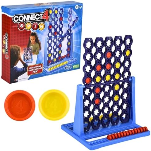 Hasbro Gaming Connect 4 Spin Game, Features Spinning Connect 4 Grid, 2 Player Board Games for Family and Kids, Strategy Board Games, Ages 8 and Up Hasbro Gaming