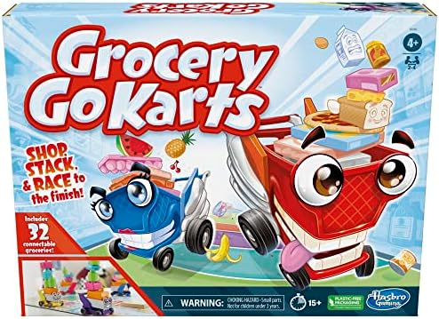 Grocery Go Karts Board Game for Preschoolers and Kids Ages 4 and Up, Building Game with Mini Groceries, Preschool Games for 2-4 Players Hasbro Gaming