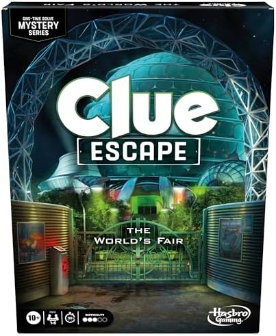 Clue Escape: The World’s Fair Board Game | Escape Room 1-Time Solve Mystery Games | Ages 10+ | 1 to 6 Players | 90 - 120 Mins.| Halloween Family Games Hasbro Gaming