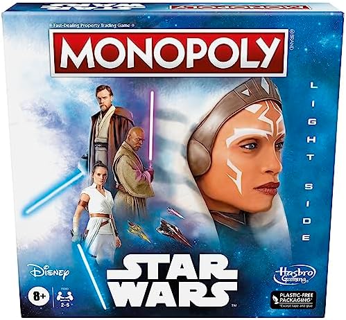 Monopoly Hasbro Gaming Star Wars Light Side Edition Board Game for Families and Kids Ages 8 and Up, Star Wars Jedi Game for 2-6 Players Hasbro Gaming