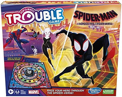 Hasbro Gaming Trouble: The Spider-Verse Edition for Marvel Fans, Ages 8+, Game for 2-4 Players, with Rotating Board Hasbro Gaming