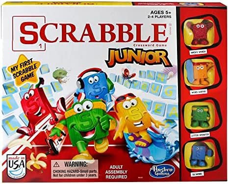 Hasbro Gaming Scrabble Junior Board Game | 2-4 Players | Family Educational Word Games for Kids | Back to School Gifts for Classroom | Ages 5+ Hasbro Gaming