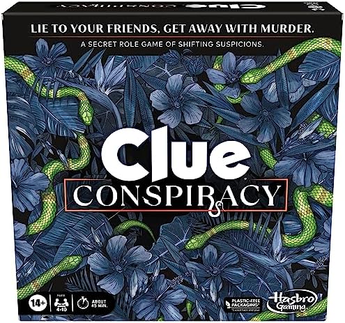 Clue Conspiracy Board Game for Adults and Teens, Secret Role Strategy Games, Ages 14+, 4-10 Players, 45 Minutes, Halloween Mystery Party Games Hasbro Gaming