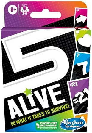 5 Alive Card Game, Fast-Paced Game for Kids and Families, Easy to Learn, Fun Family Game for Ages 8 and Up, Card Game for 2 to 6 Players Hasbro Gaming