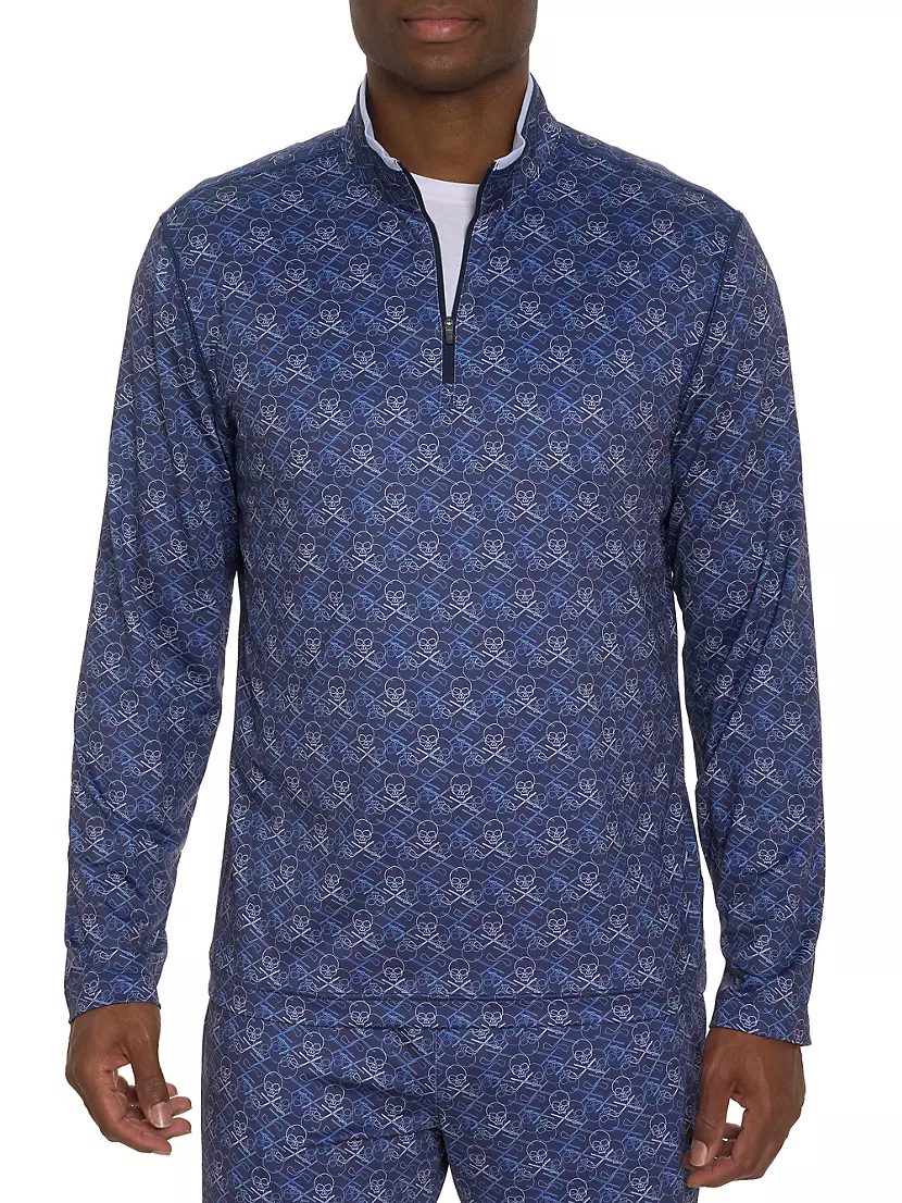 Мужской Пуловер Robert Graham Iron Skull Quarter-Zip Robert Graham