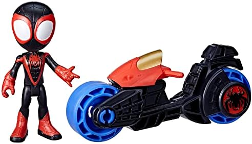 Spidey and His Amazing Friends Miles Morales Action Figure with Toy Motorcycle, Preschool Toys, Ages 3 and Up Spidey and His Amazing Friends