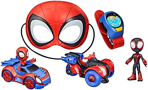 Spidey and His Amazing Friends Super Spidey Set, Marvel Spider-Man Mask, 2 Action Figures, Toy Car Set, Kids Halloween Costumes & Gifts, Ages 3+ Spidey and His Amazing Friends