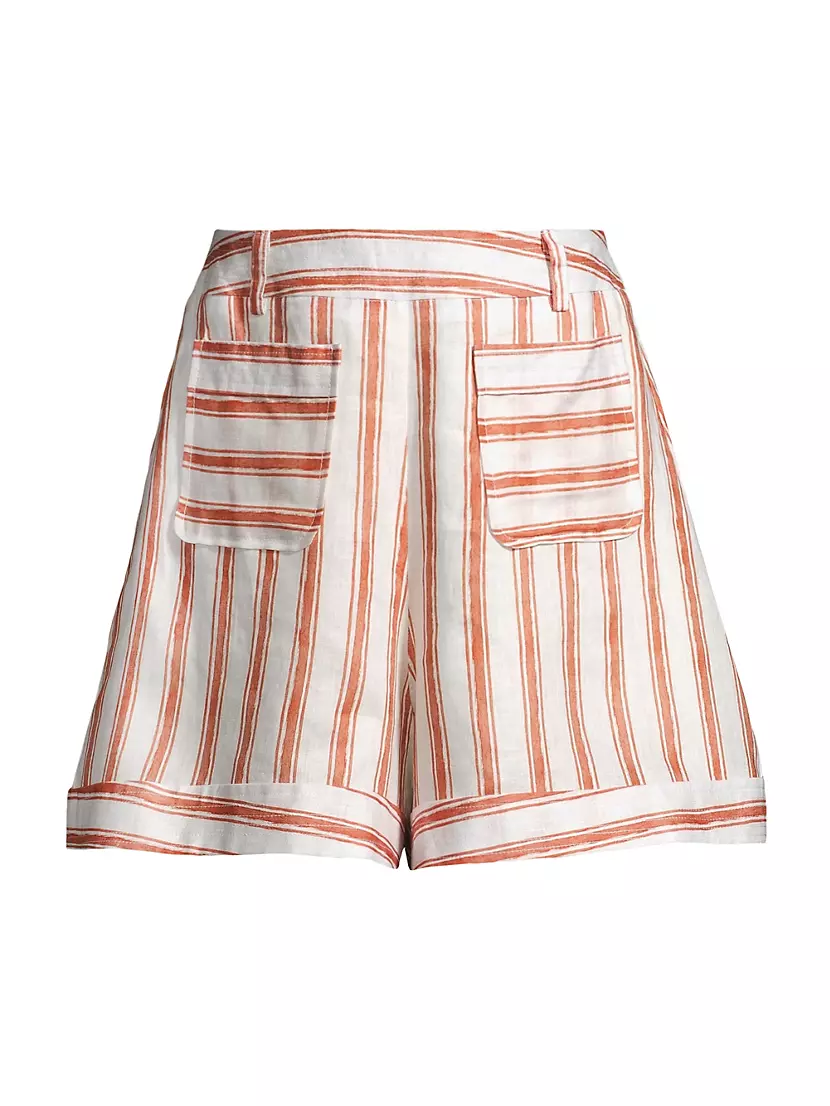 Ludo Striped Linen Wide-Leg Shorts SANCIA