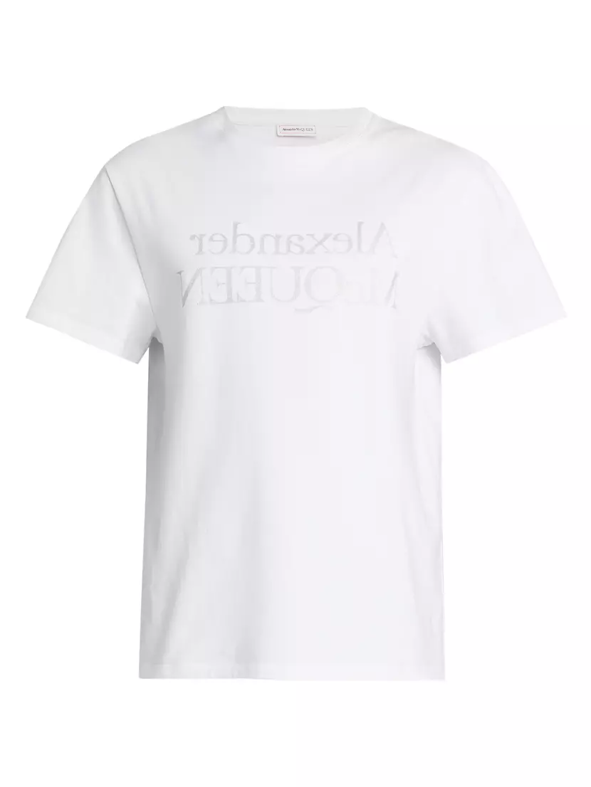 Мужская Футболка Alexander McQueen Backwards Logo Cotton Alexander McQueen