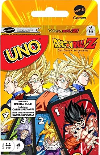 Mattel Games UNO Dragon Ball Z Card Game for Family Night Featuring Deck with TV Show-Themed Graphics & Special Rule for 2 for 10 Players Mattel Games