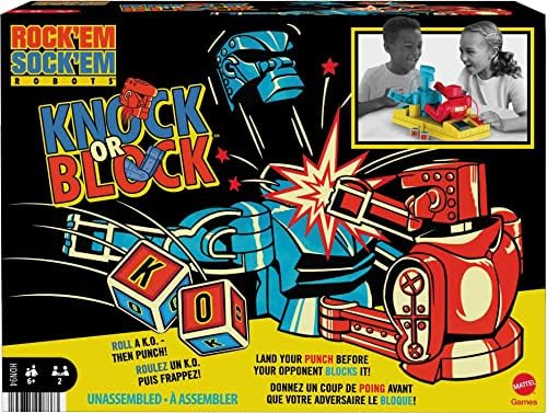 Mattel Games Rock 'Em Sock 'Em Robots Kids Game with Red Rocket & Blue Bomber Fighting Robots Mattel Games