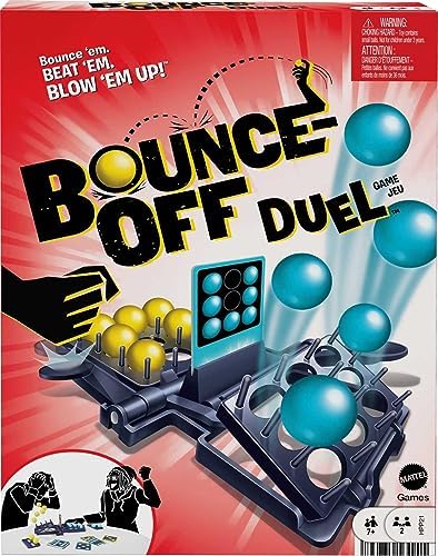 Mattel Games Bounce-Off Duel 2-Player Game for Kids, Teens, Families & Adults, Slam The Paddles & Balls Pop Out with Challenge Cards Mattel Games