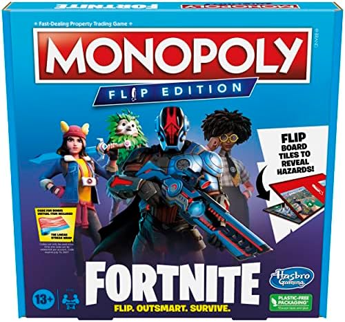 Hasbro Gaming Monopoly Flip Edition: Fortnite Board Game for Ages 13 Game Inspired by Fortnite Video Game, Board Games for Teens and Adults, 2-4 Players Hasbro Gaming