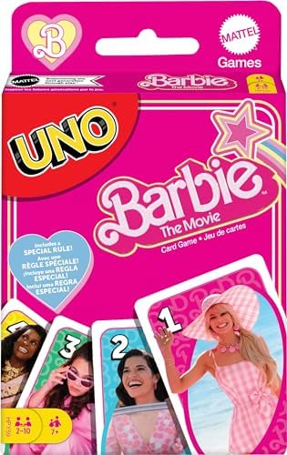 Mattel Games UNO Barbie The Movie Card Game for Kids & Adults Featuring Characters from The Movie & Special Rule, 2 to 10 Players Mattel Games