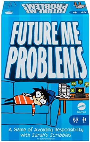 Mattel Games Sarah's Scribbles Future Me Problems Card Game, Funny Family Game for Game Night All About Avoiding Responsibility Mattel Games