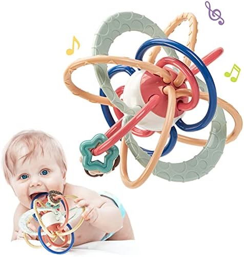 hahaland Baby Teething Toys for Babies 0-6 Months Baby Toys 0-6 Months Baby Toys 6 to 12 Months 4 Textures Infant Toys Baby Toys 0-3-6-12 Months Baby Teether Boy Gifts Toys Hahaland