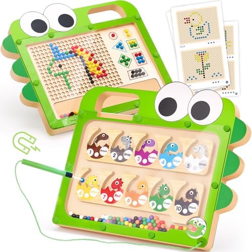 hahaland Montessori Toys for 3 Year Old - 2 in 1 Magnetic Color and Number Maze & Drawing Board, Preschool Learning Activities, 3 Year Old Girl Boy Sorting Toys Gifts Hahaland