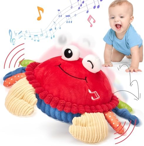 hahaland Baby Toys 6-12 Months - Musical Dancing Walking Moving Crab Tummy Time Sensory Toys for 12-18 Months Fun Interactive Infant Learning Toys Boy Girl Birthday Gifts Christmas Stocking Stuffers Hahaland