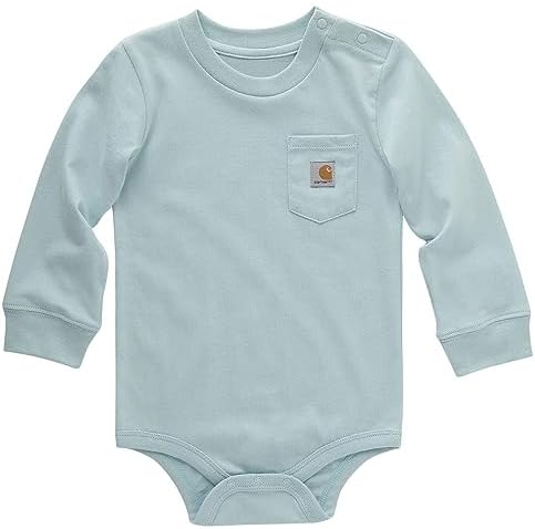 Carhartt Kid's CA5001 Long-Sleeve Pocket Bodysuit - 24 Months - Pastel Turquoise Carhartt