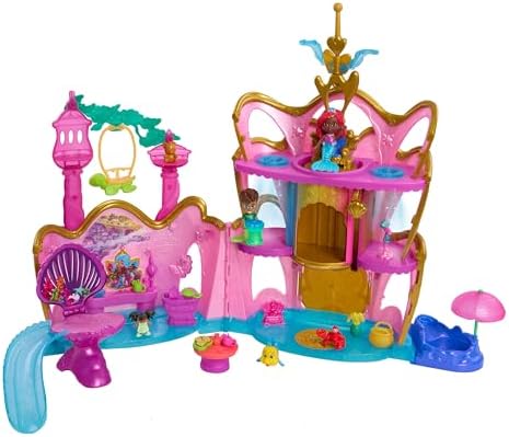 Just Play Disney Junior Ariel Deluxe Atlantica Palace Playset and 4-inch Figures, Lights and Sounds, 20-Pieces, Kids Toys for Ages 3 Up Just Play