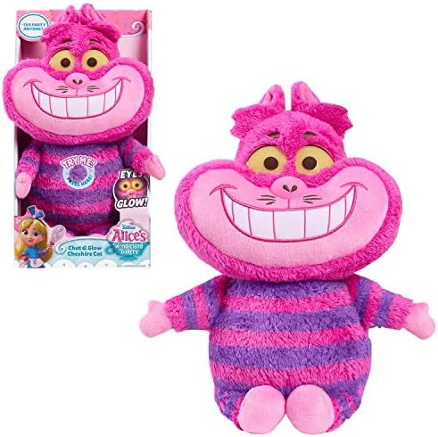 Just Play Disney Junior Alice’s Wonderland Bakery Chat & Glow Cheshire Ca tPlushie Stuffed Animal, Officially Licensed Kids Toys for Ages 3 Up Just Play