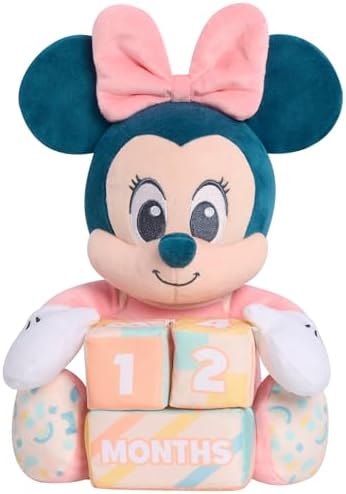 Just Play Disney Baby My First Year Minnie Mouse and Milestone Blocks, 11.75-inch Plush Toy, 4-Pieces, Kids Toys for Ages 0 Just Play