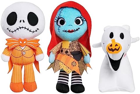 Disney Tim Burton's The Nightmare Before Christmas Halloween Small Plushie 3-piece Set, Officially Licensed Kids Toys for Ages 3 Up by Just Play Just Play